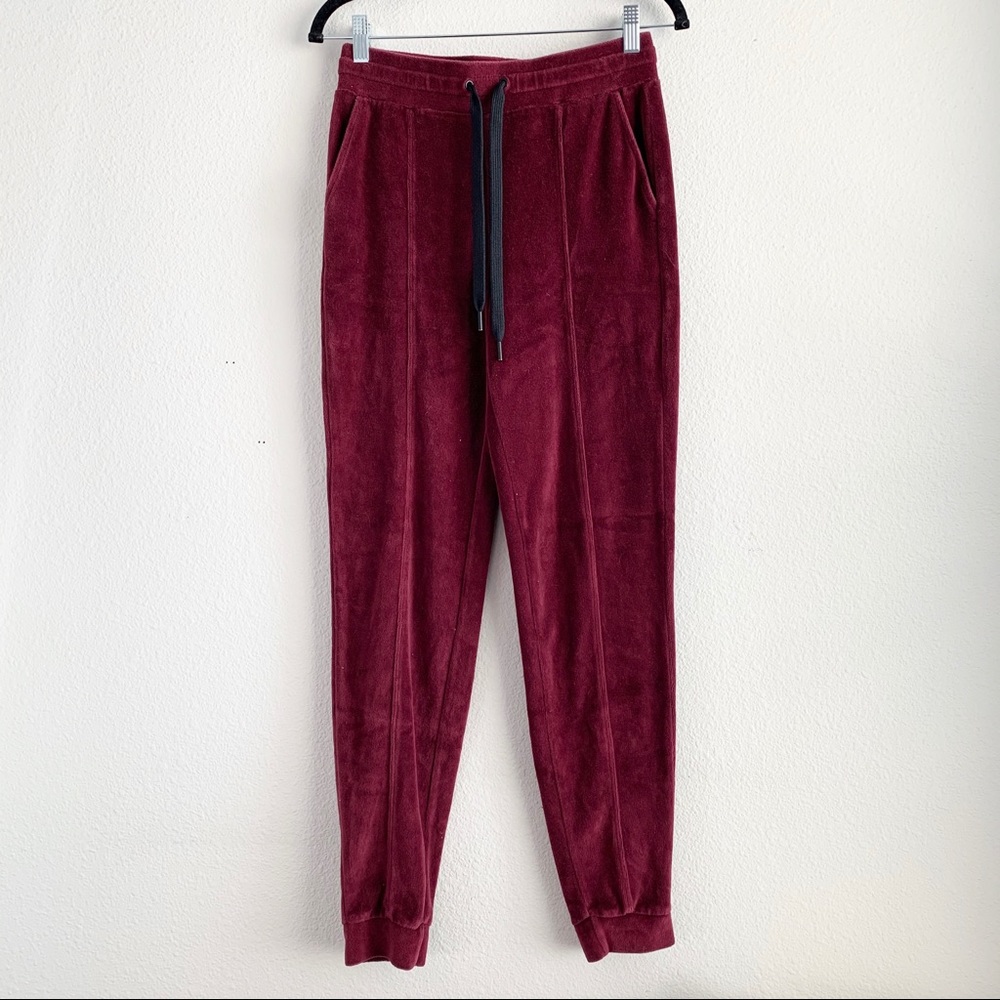 Year of Ours Revolve Velour Jogger in Burgundy - Picture 2 of 7